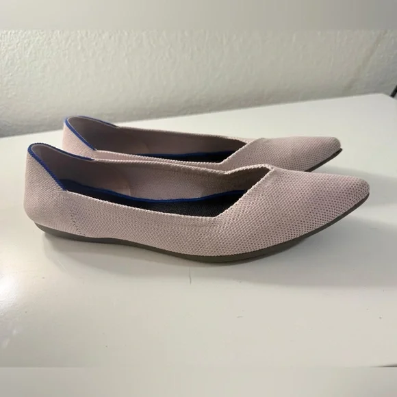 Rothy's Women's Light Pink Flats with Blue Trim - Picture 2 of 7